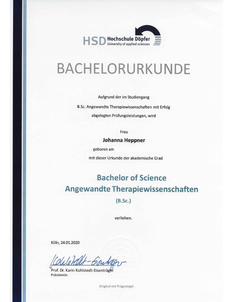 Bachelor Urkunde